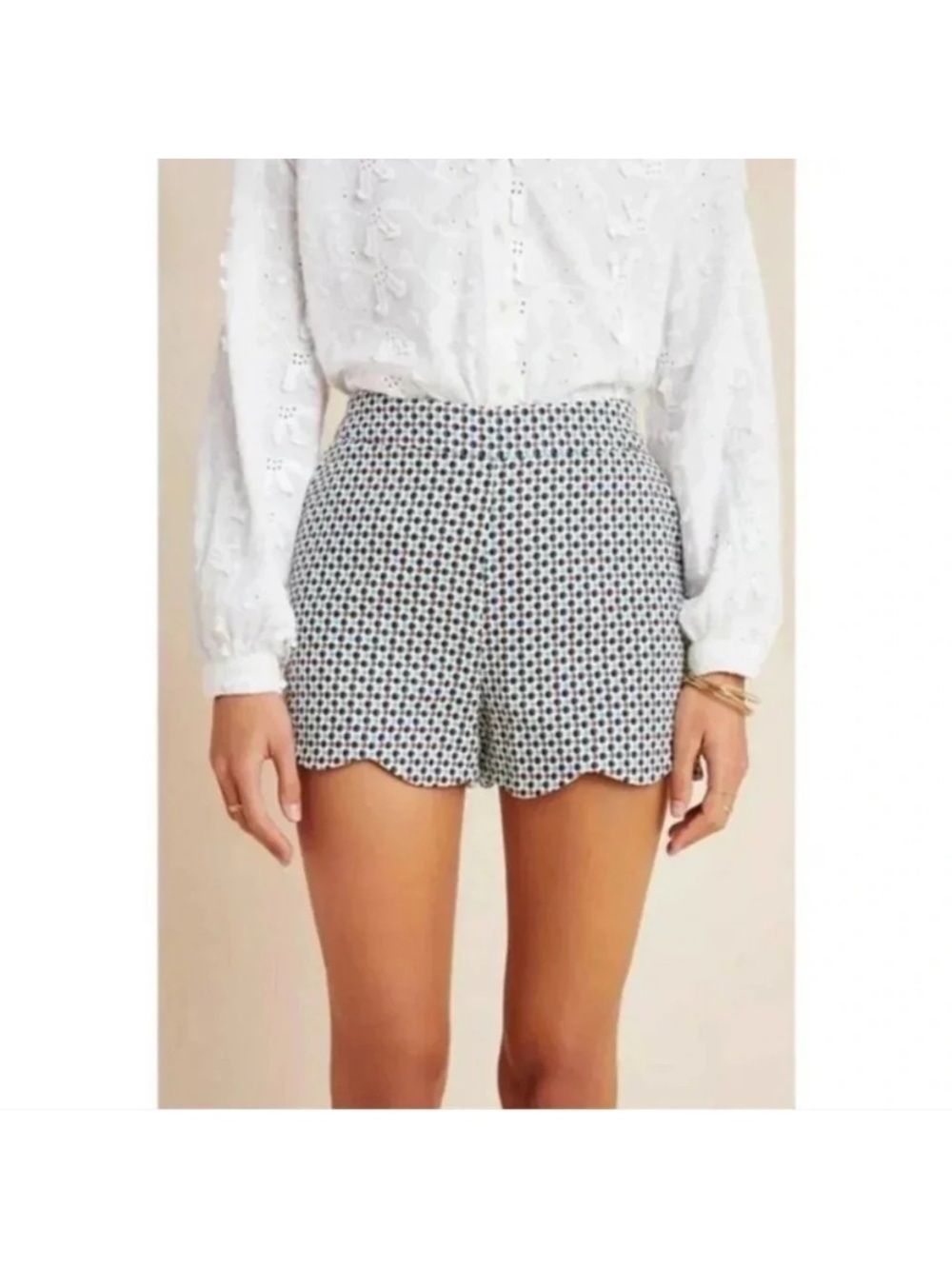 Anthropologie Georgie Scalloped Shorts High Rise Size 4